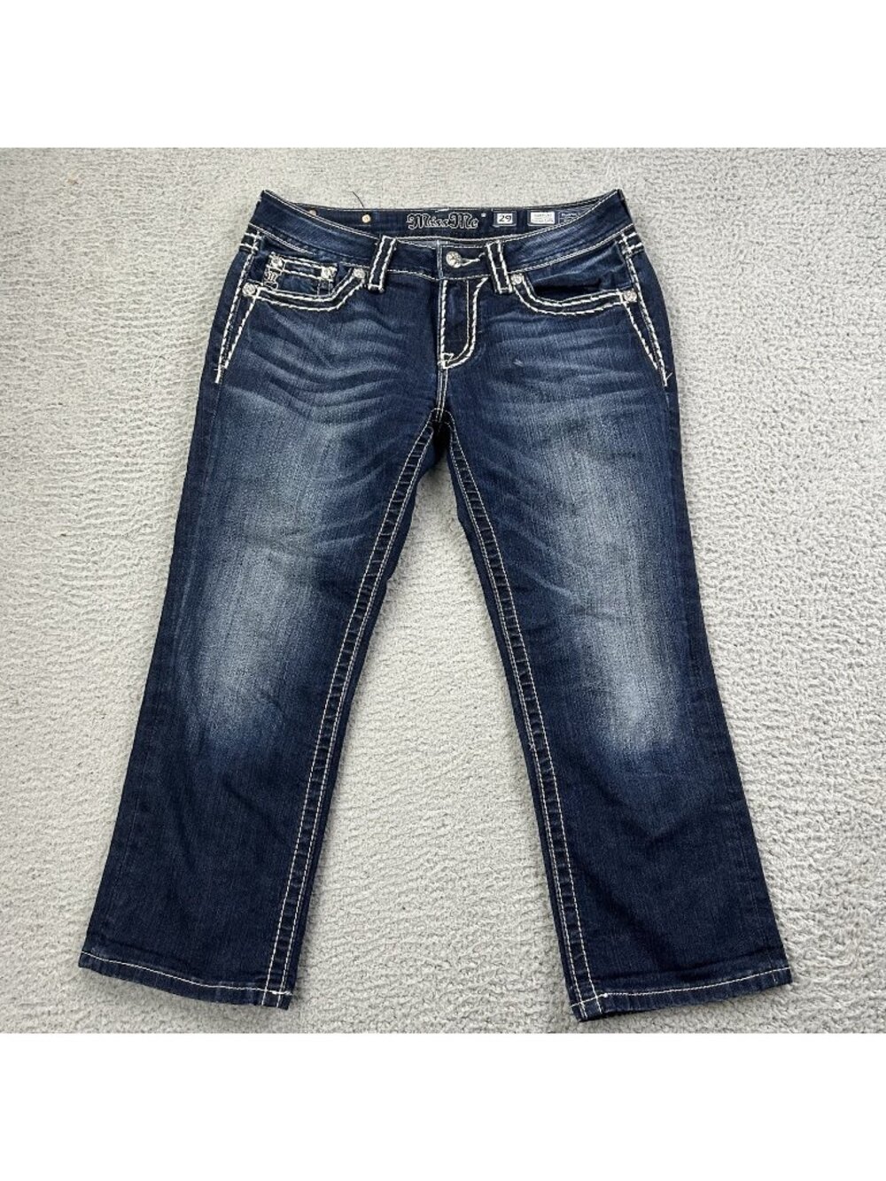 Miss Me Signature Cuffed Capri Blue Jeans Women’s Size 29 Denim